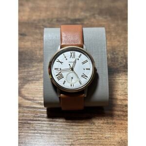 Fossil ES4161 Women's Brown Leather Analog White Dial Quartz Genuine Watch Read